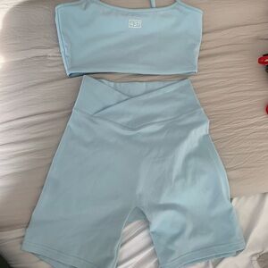 Four three seven pacific blue set top and biker shorts size XS